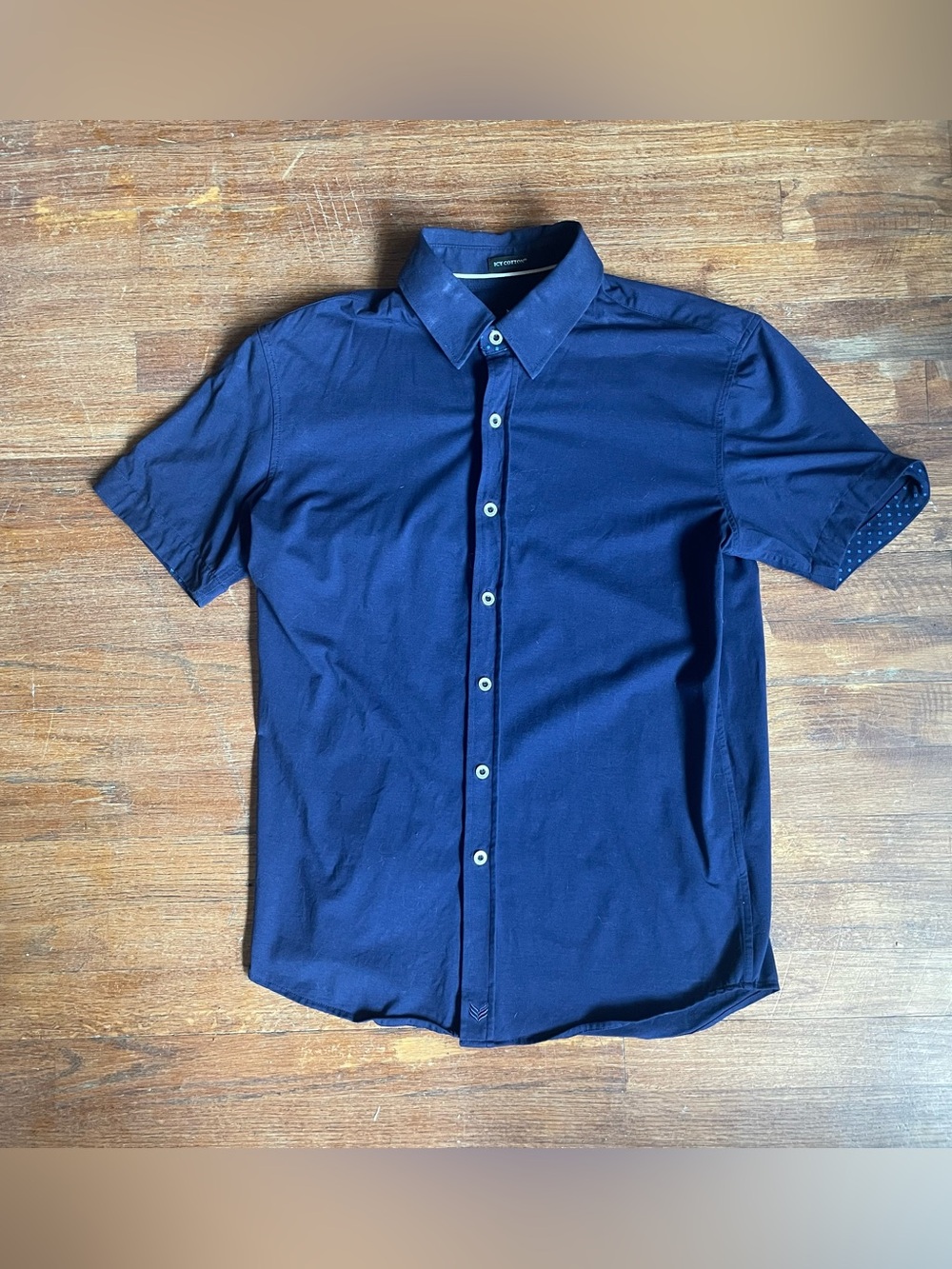 Buttercloth Men's Navy Short-Sleeve Button-Up Polo Shirt